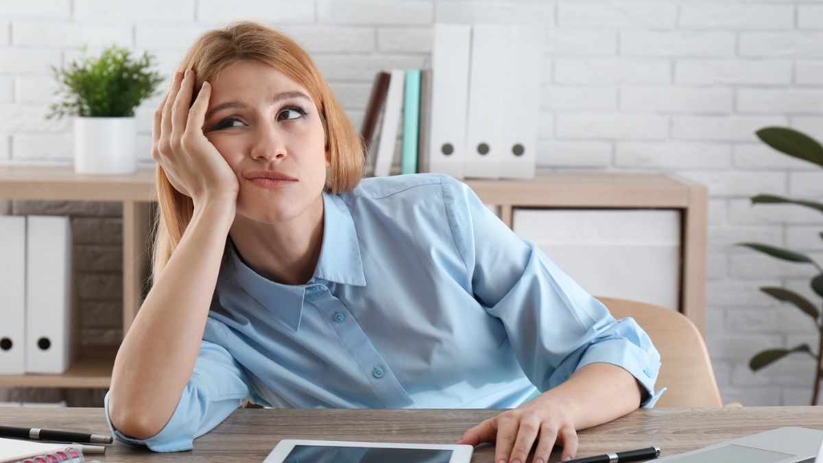 woman sad working from home