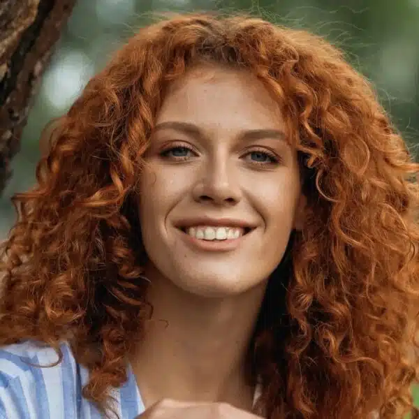 woman sitting next to a tree outside