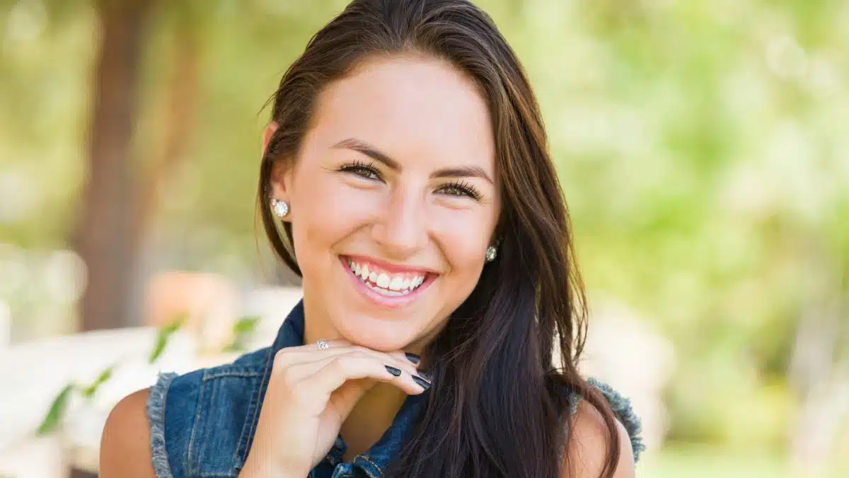 woman smiling happy with her life