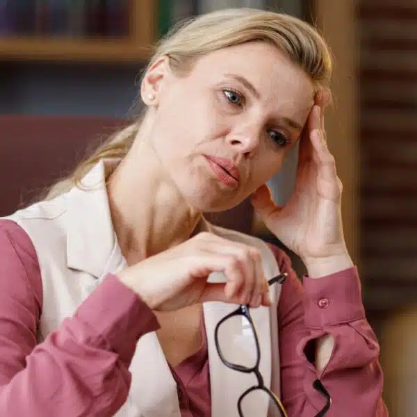 woman stressed at work office