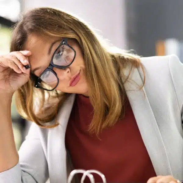 woman stressed worried at work