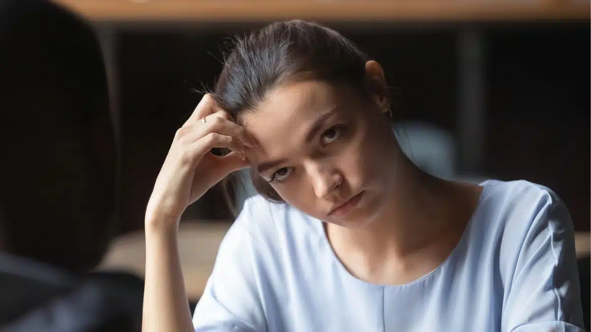 woman upset at a restaurant