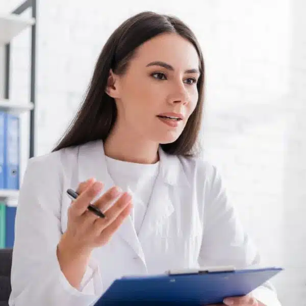 woman working at office reading email