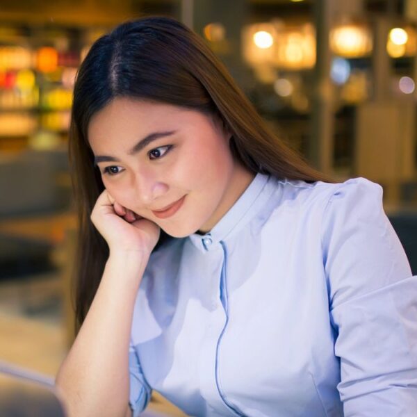 woman working late at night