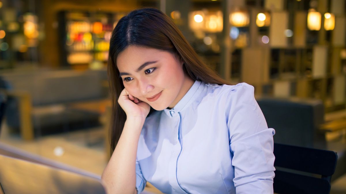 woman working late at night