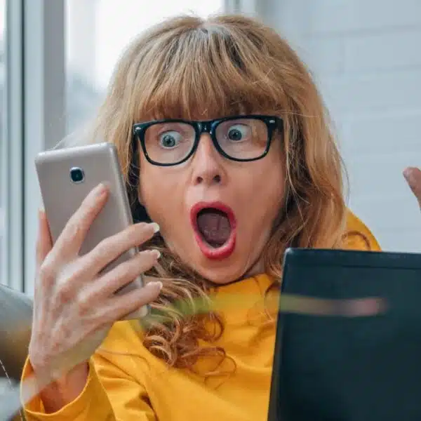 home shocked at the phone