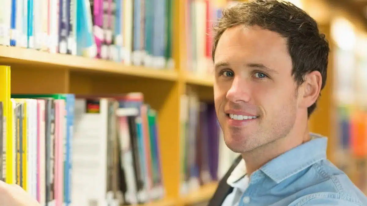 man reading a book from the store