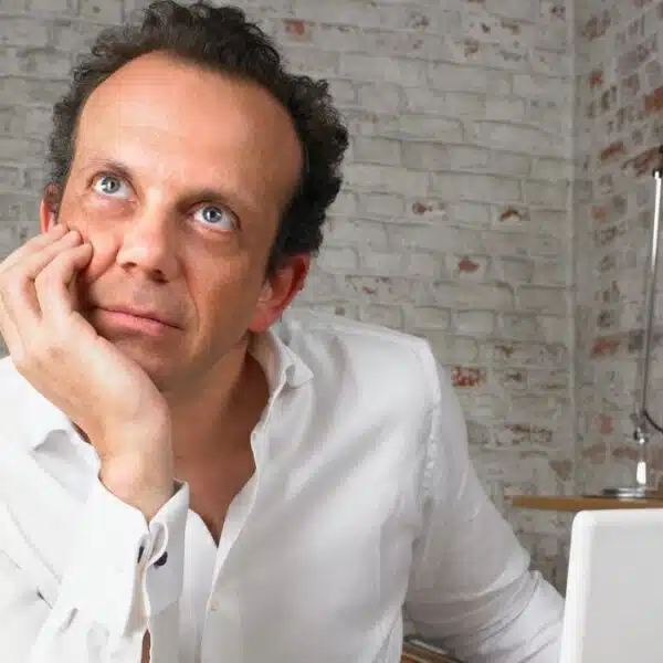 man staring at the ceiling