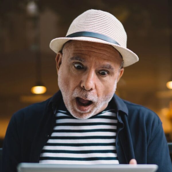 mature man look at his mail