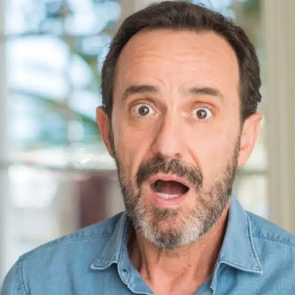 mature man shocked at home