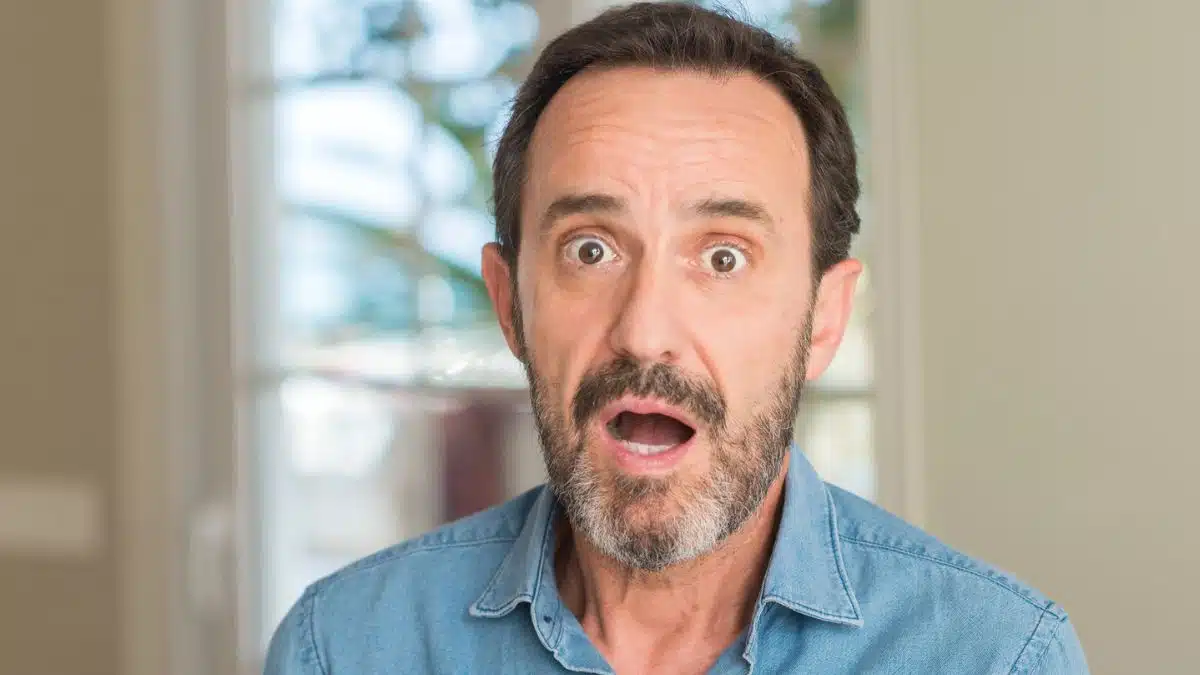 mature man shocked at home