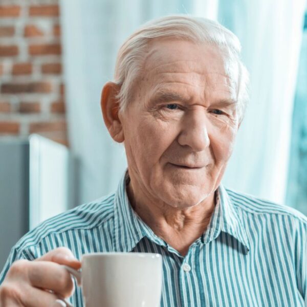 senior man drinking coffee