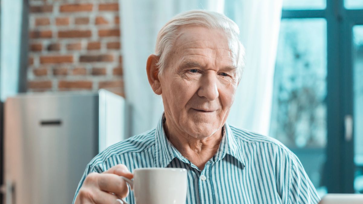 senior man drinking coffee