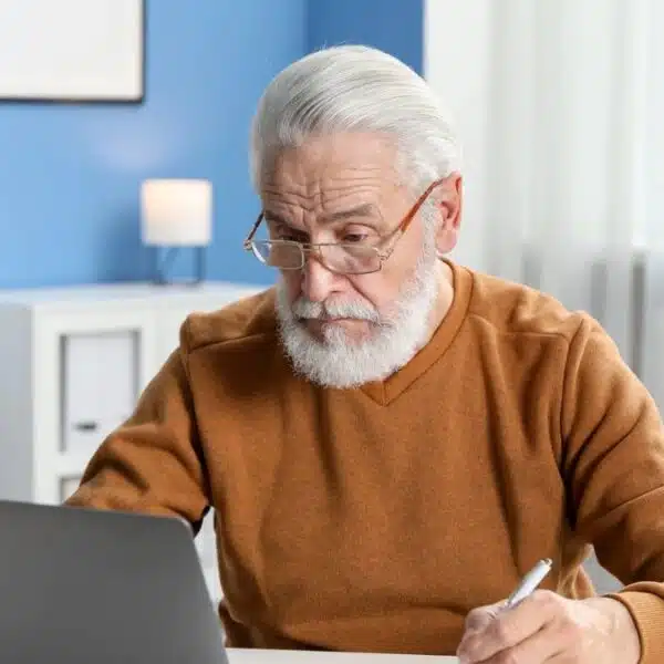 senior man working on a laptop