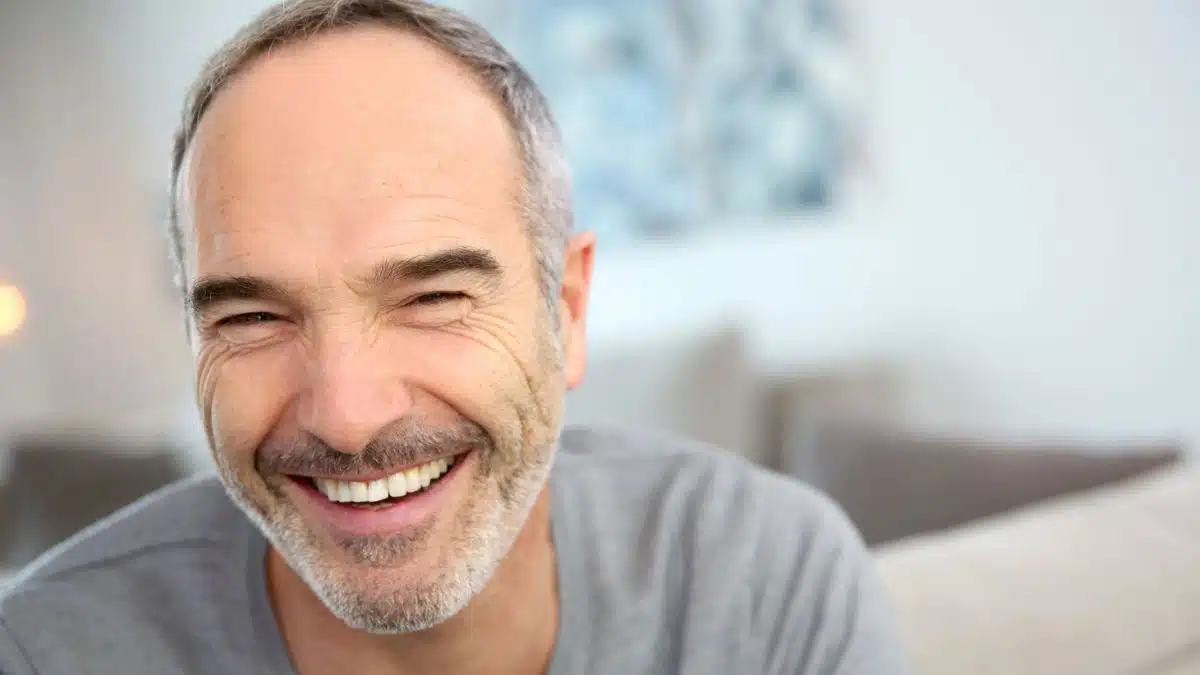 senior mature man smile at home