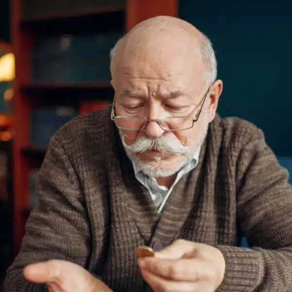 senior money looking at the pennies