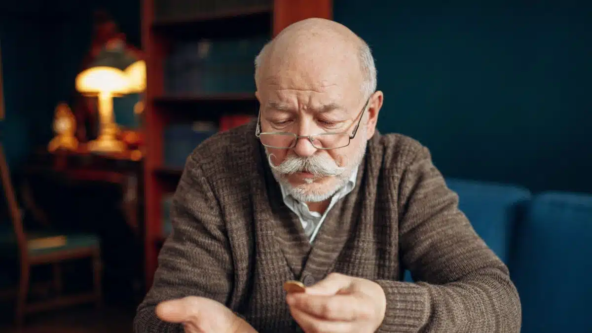 senior money looking at the pennies