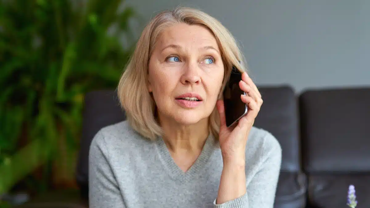 senior woman on the phone at home