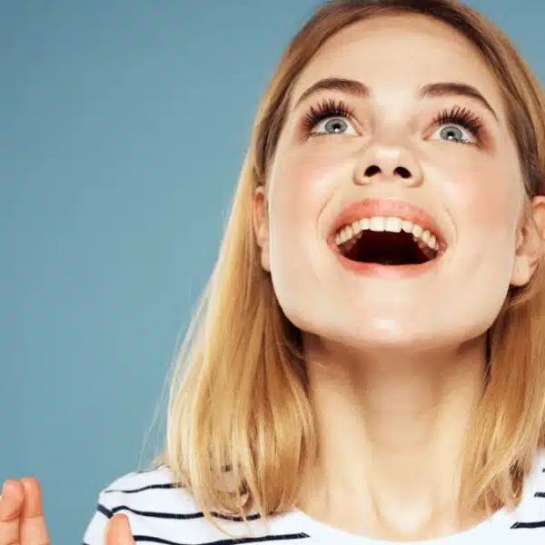 woman laughing at home