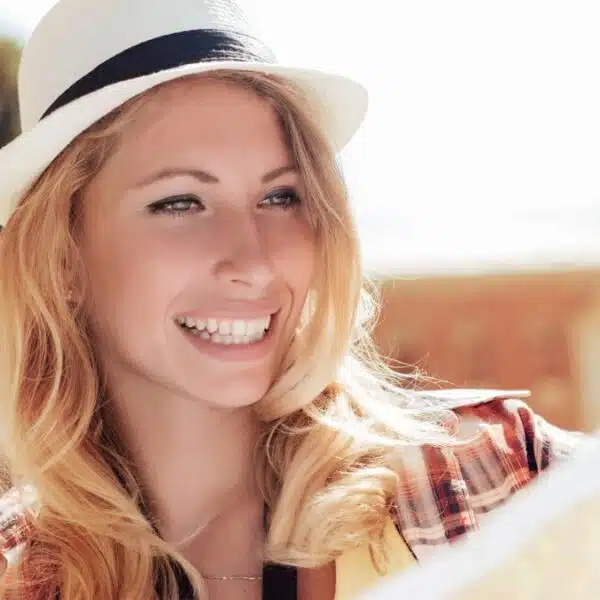 woman looking at her map