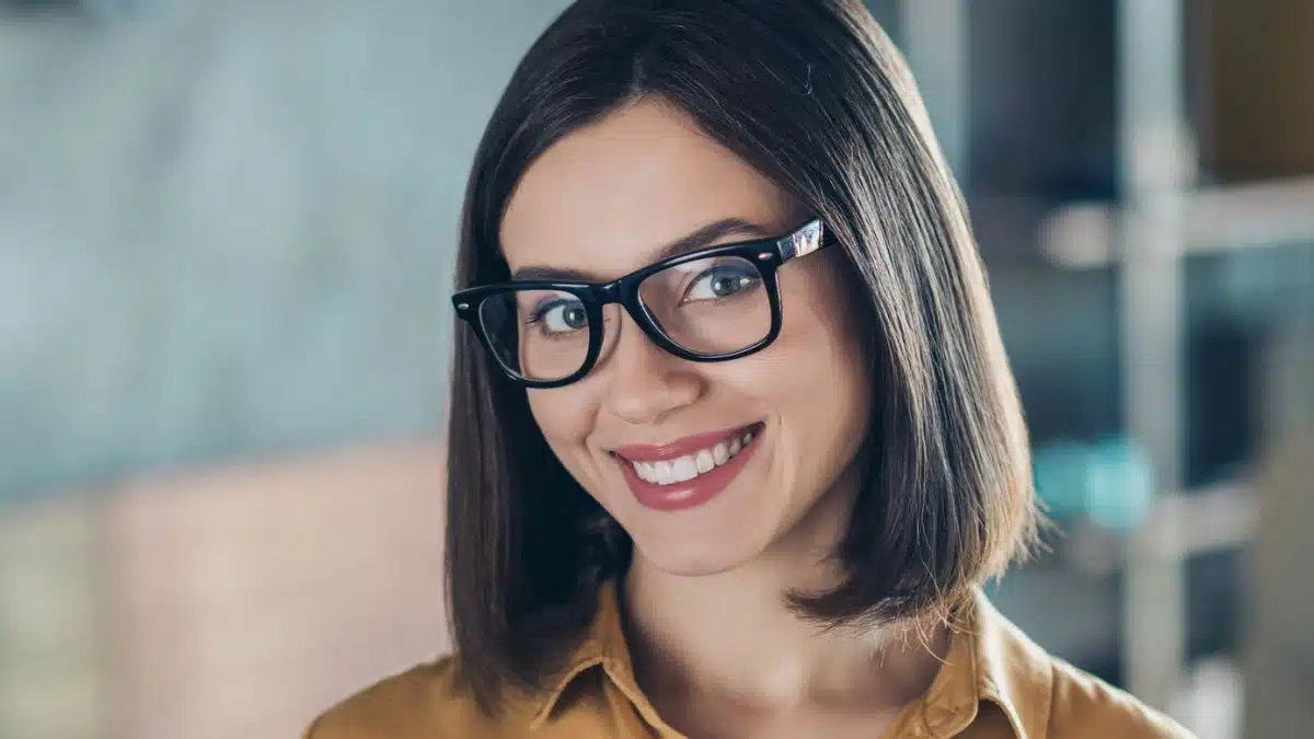 woman office glasses in the smiling