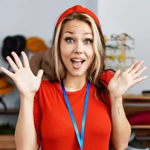 woman shocked in a store