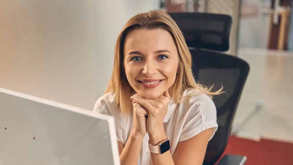woman sitting in front of her computer