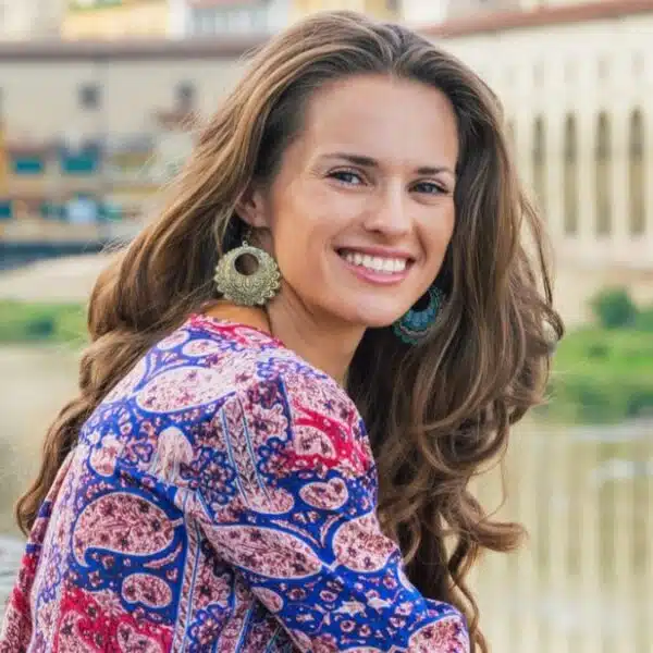 woman tourist smiling