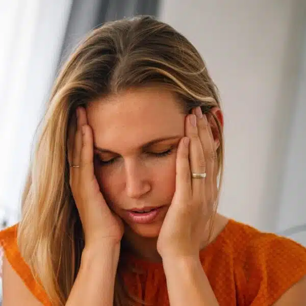 woman upset in her room