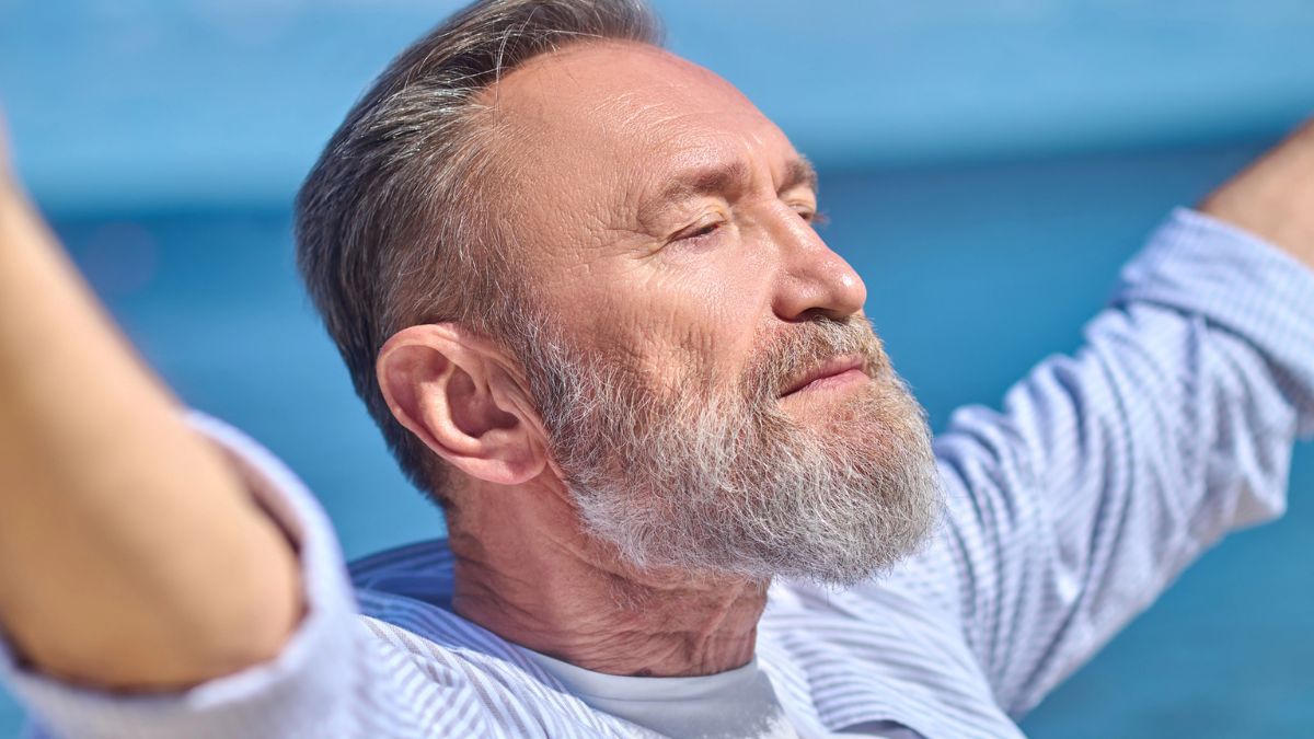 beard happy beach mature
