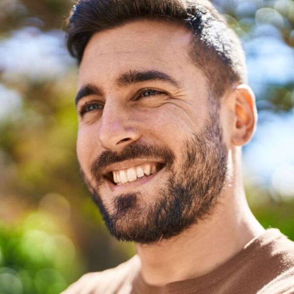 beard man outside sunny