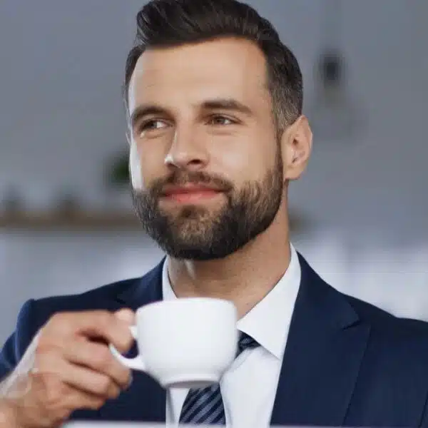 business man drinking coffee