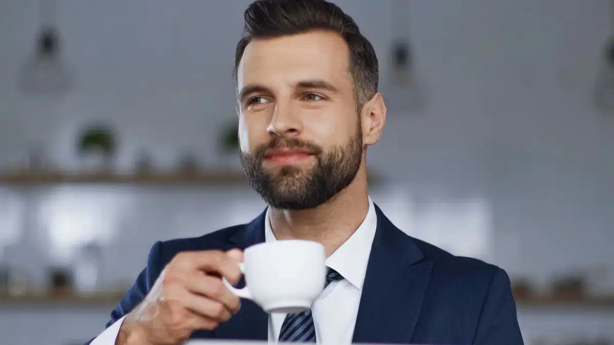 business man drinking coffee