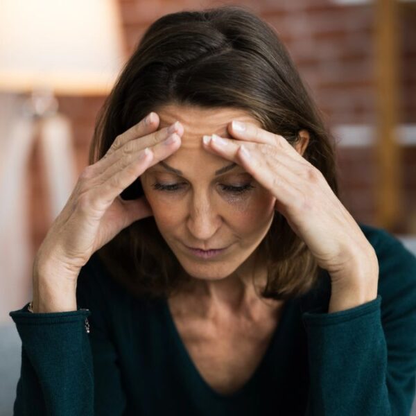 woman at home stressed