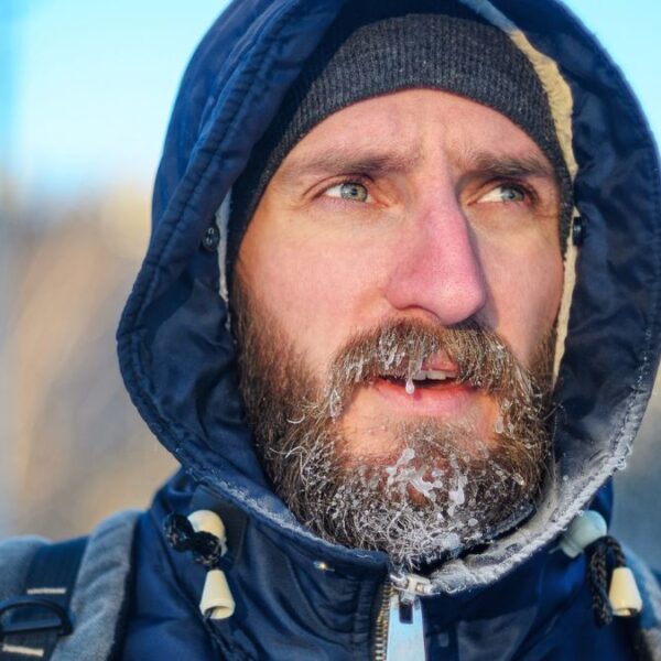 man in the cold winter jacket