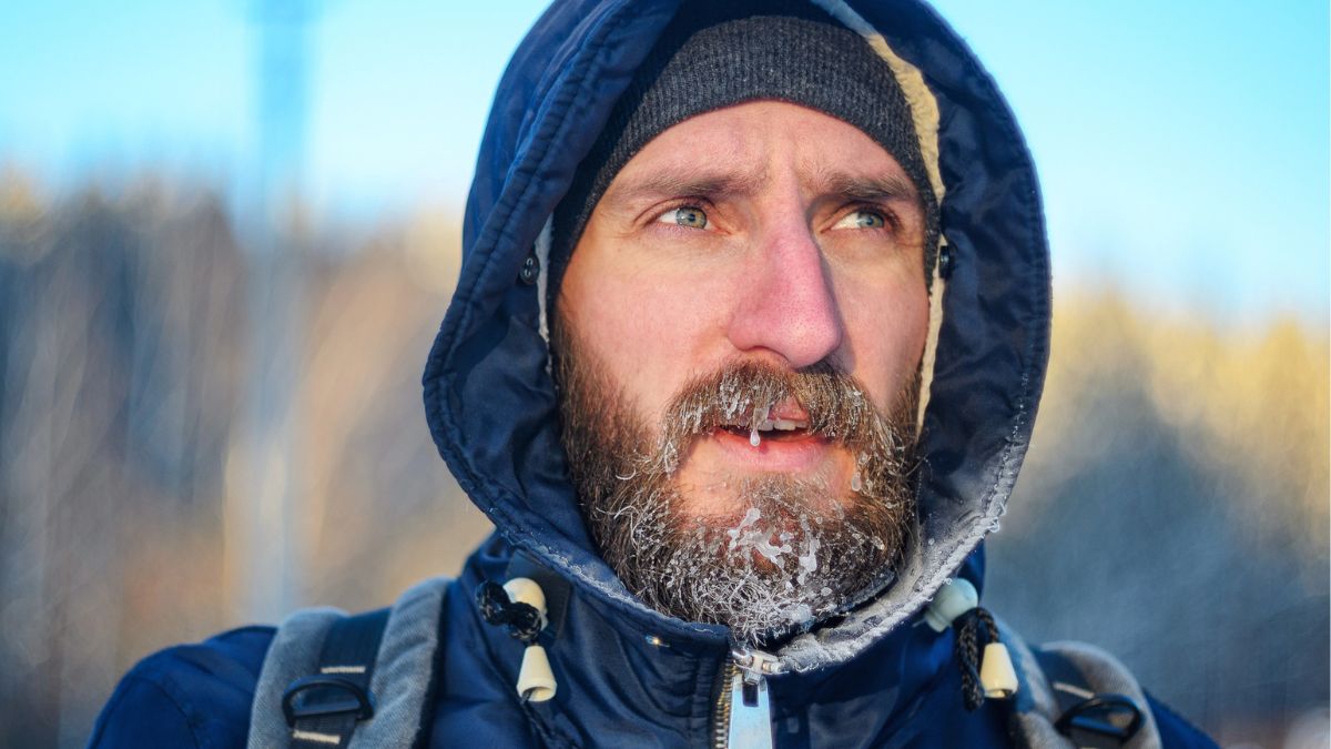 man in the cold winter jacket