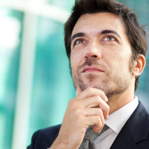 man thinking looking up