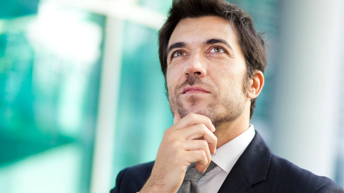 man thinking looking up