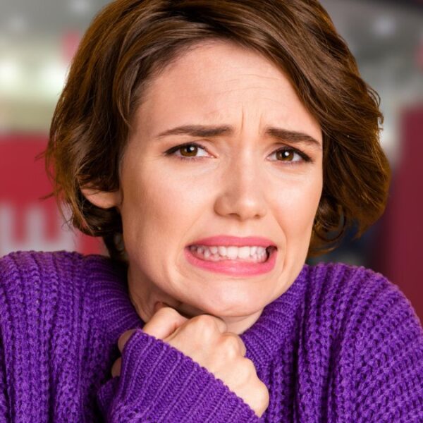 woman nervous in a store
