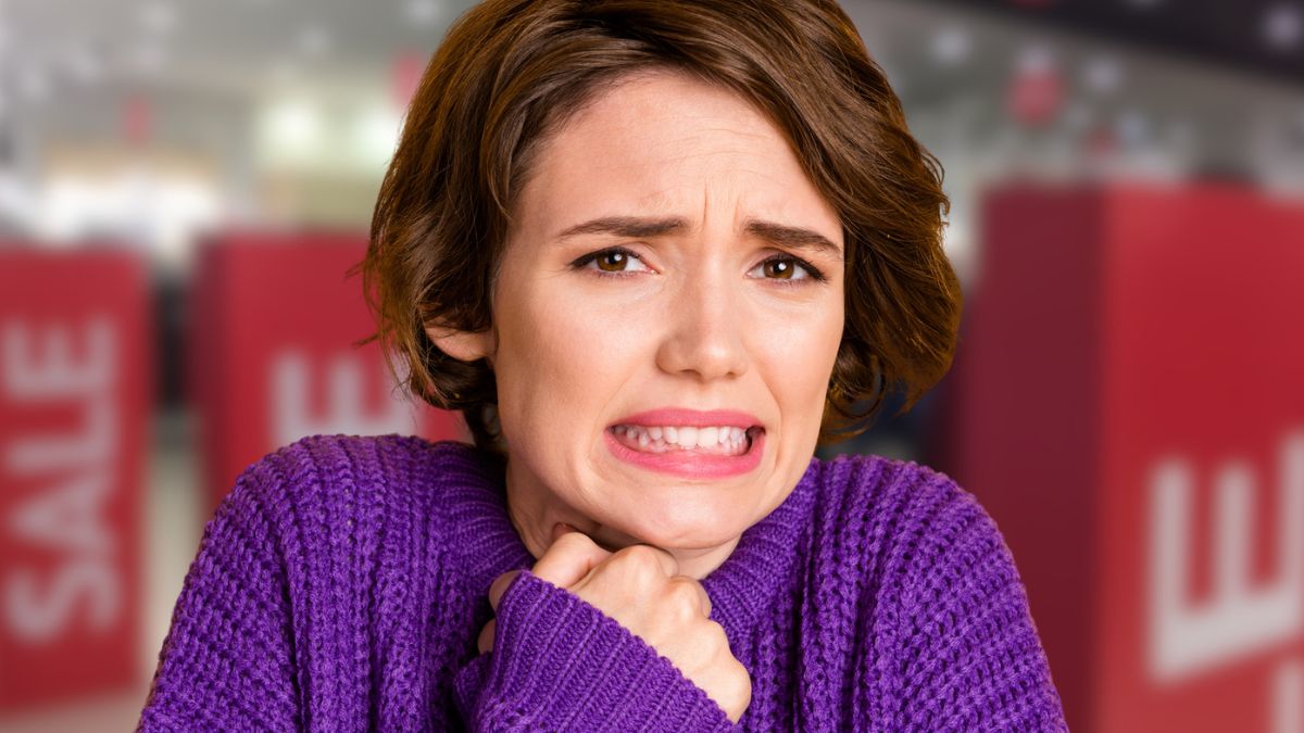 woman nervous in a store