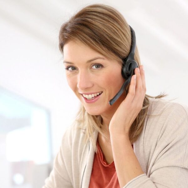 woman on the headset