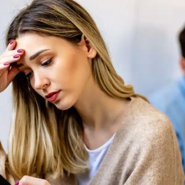woman sad over her phone