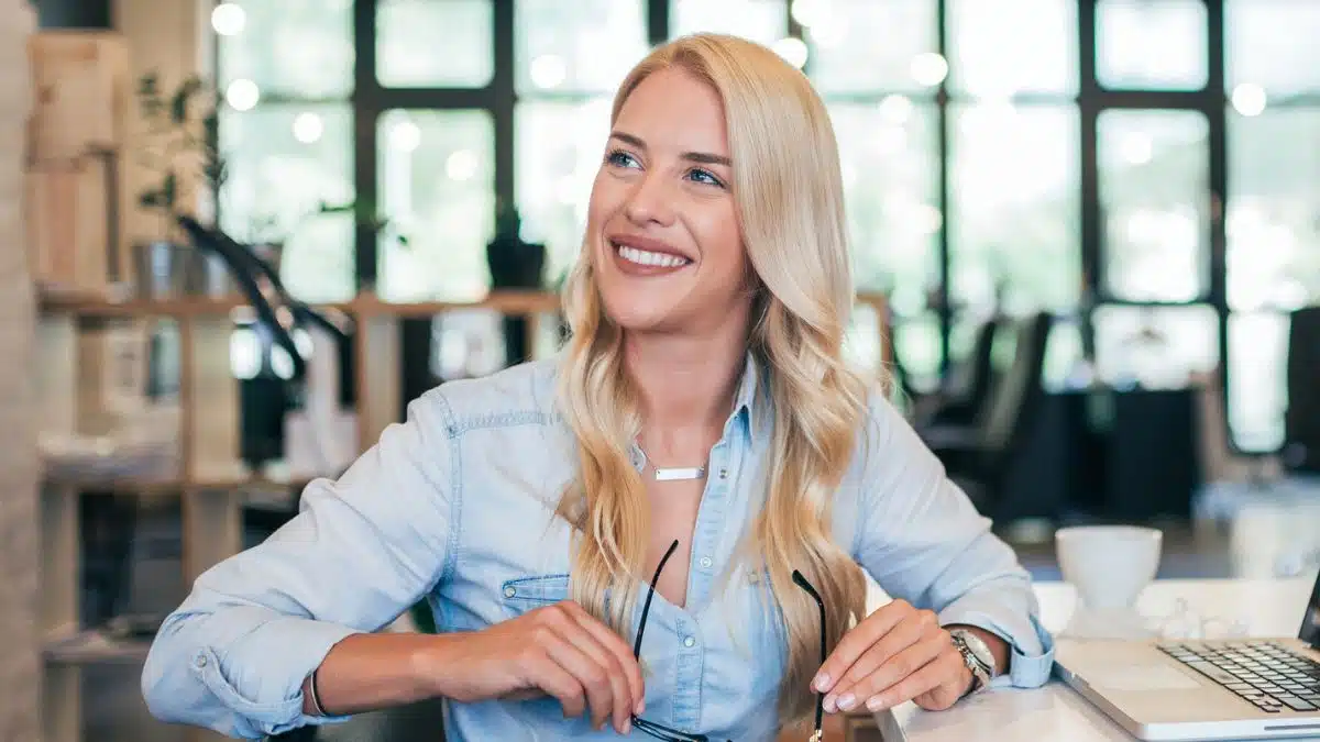 woman sitting in an office