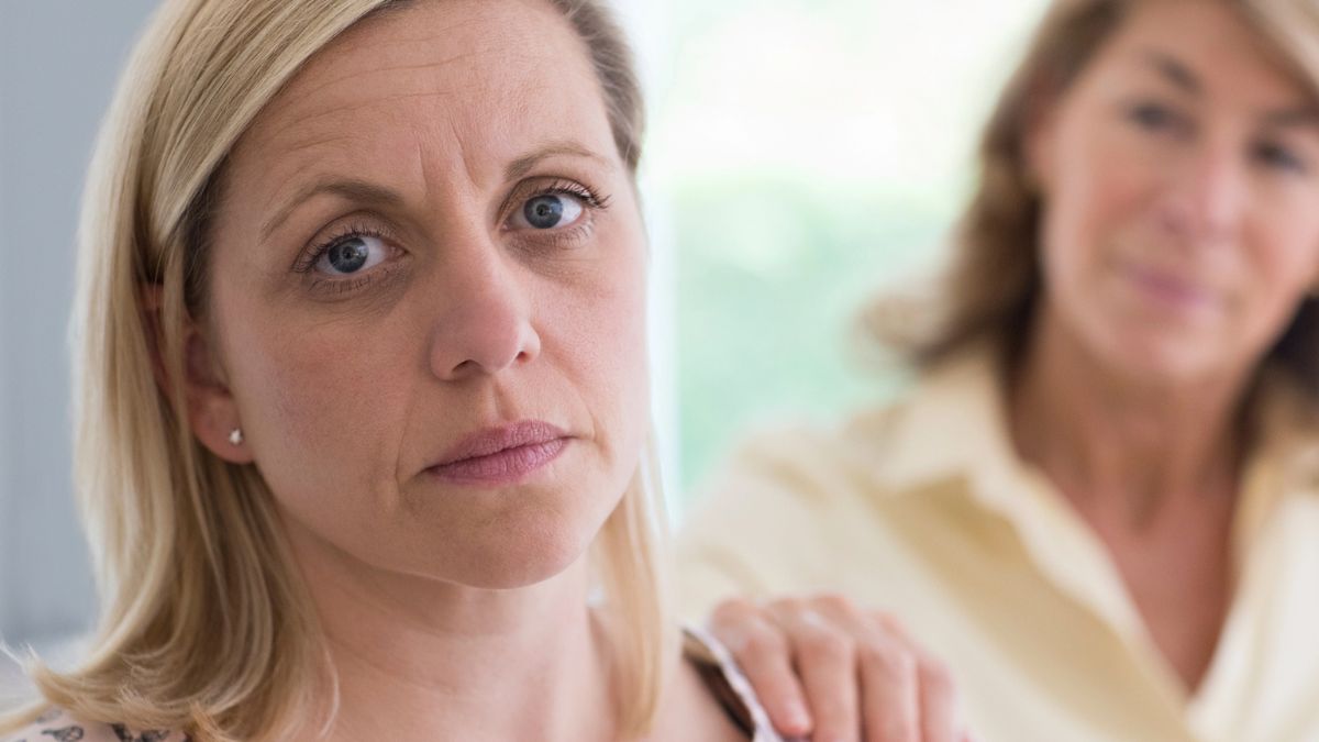 woman staring distraught