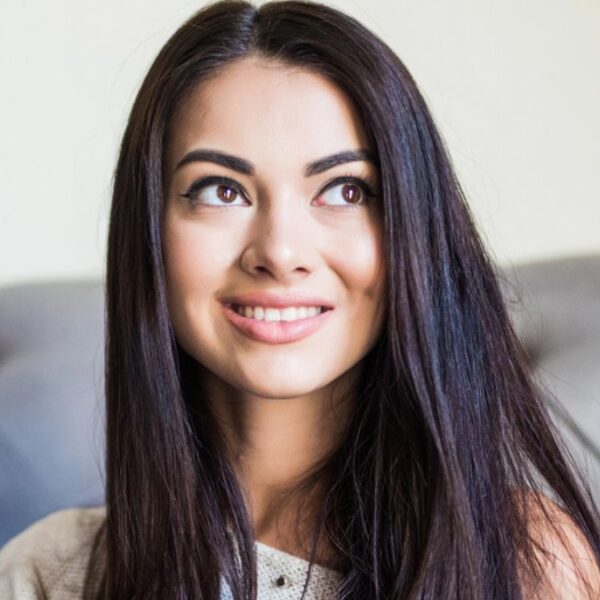 woman thinking looking out window