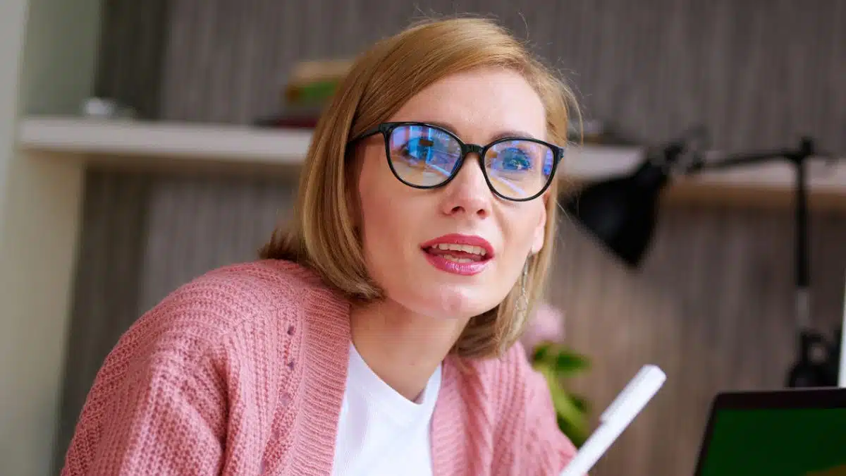 woman working at home laptop