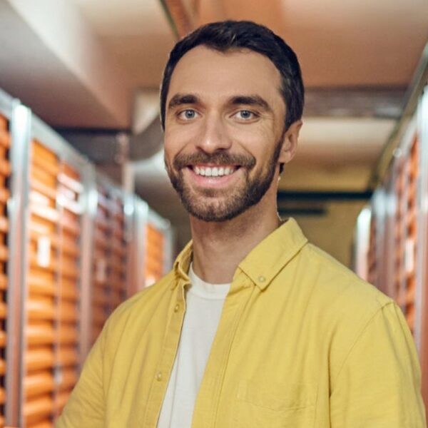 man in storage units