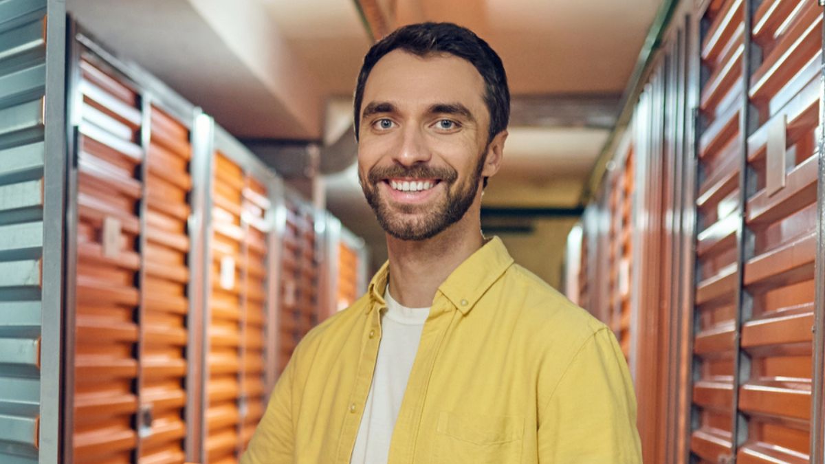 man in storage units