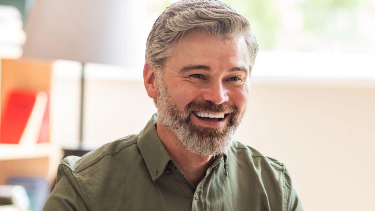 mature man smiling