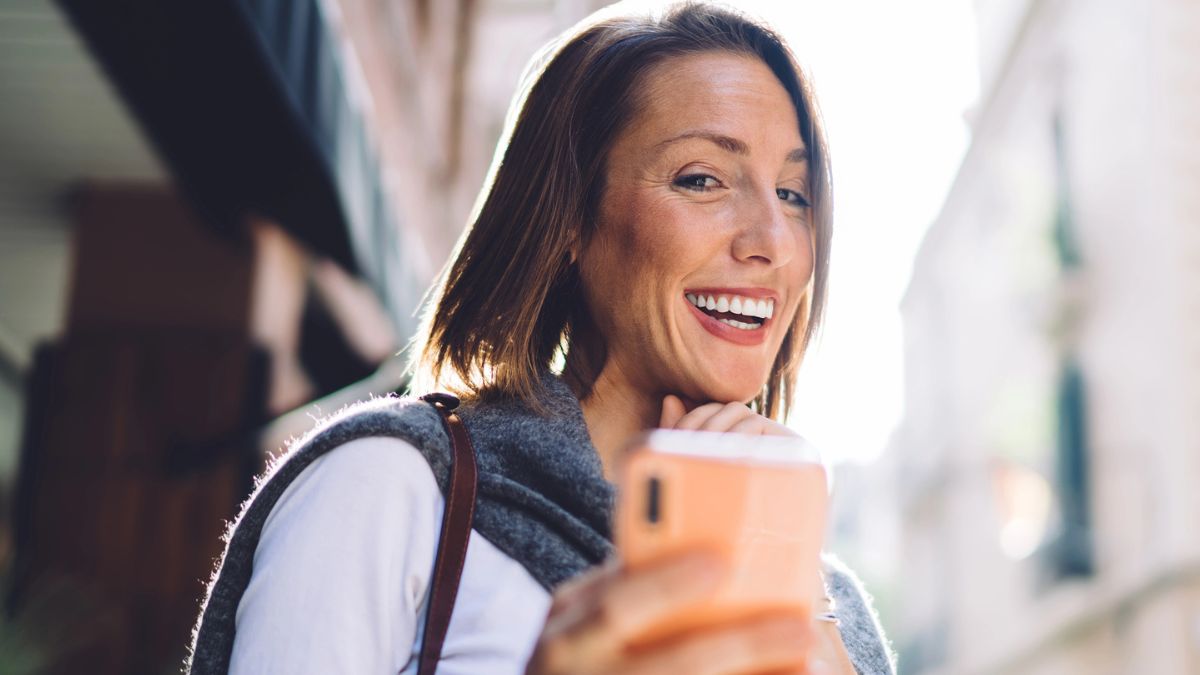 mature woman taking a selfie